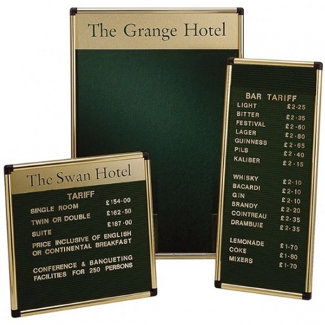Grooved Felt Board Wall Mounted with Painted Gold Frame & Printed Header